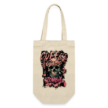 Kaffee Liebender Zombie - Geschenkbeutel für Flaschen - Natur - Vorne