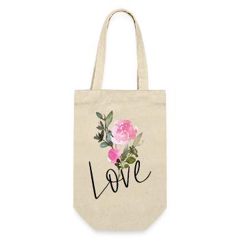 Love Flower - Geschenkbeutel für Flaschen - Natur - Vorne