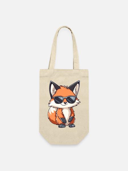 Lustiger Fuchs - Geschenkbeutel für Flaschen - Natur