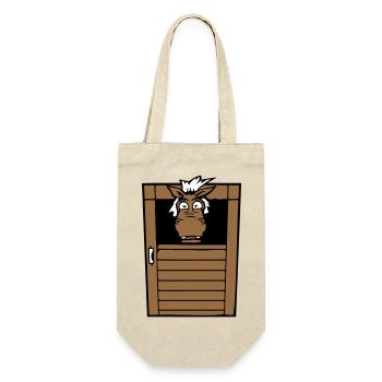 Horse Anxious Horse Stable Stable Door Funny Fear - Gift Bag for Bottles - nature - Front