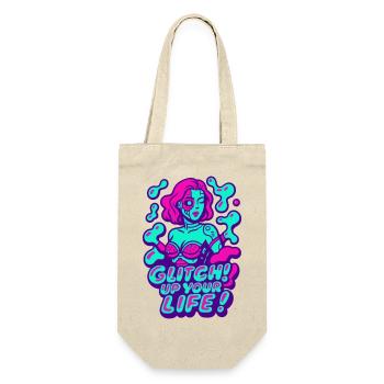 Glitch up your life! Cyborg Woman - Geschenkbeutel für Flaschen - Natur - Vorne