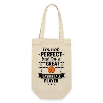 Nicht perfekt aber ein super Basketballer - Geschenkbeutel für Flaschen - Natur - Vorne