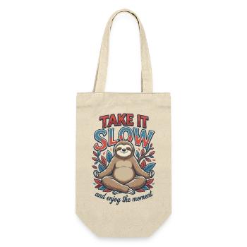 Take It Slow Sloth Zen - Geschenkbeutel für Flaschen - Natur - Vorne