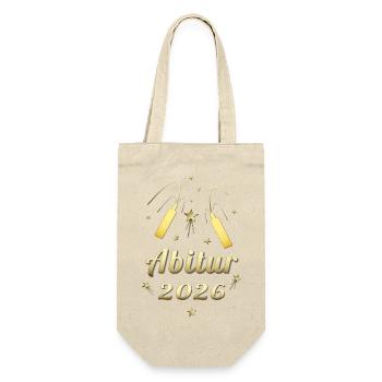 Abitur 2026 Goldglanz Design Abi 2026 Matura - Geschenkbeutel für Flaschen - Natur - Vorne