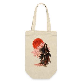 Schöne Kriegerin | Orientalisch-japanische Kunst - Geschenkbeutel für Flaschen - Natur - Vorne