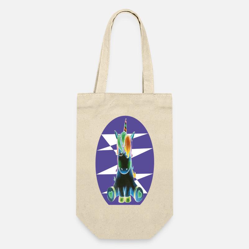 Regenbogen-Einhorn  - Geschenkbeutel für Flaschen - Natur