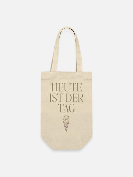 Einschulung 2026 Heute ist der Tag - Geschenkbeutel für Flaschen - Natur