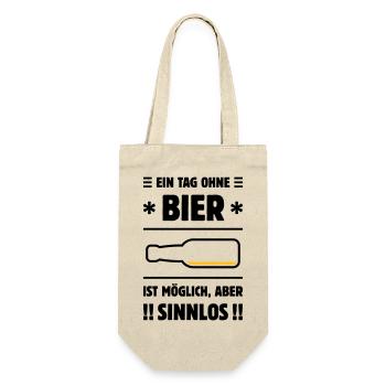 Ein Tag Ohne Bier Ist Möglich, Aber Sinnlos! POS2C - Geschenkbeutel für Flaschen - Natur - Vorne