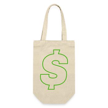 Neon-Dollar Umriss Design - Geschenkbeutel für Flaschen - Natur - Vorne