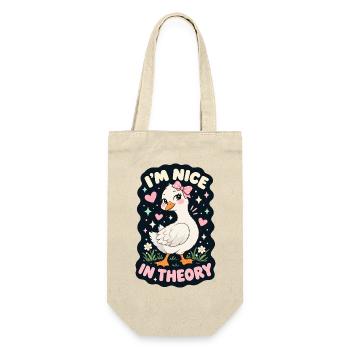 Ich bin nett in der Theorie Gans Humor - Geschenkbeutel für Flaschen - Natur - Vorne