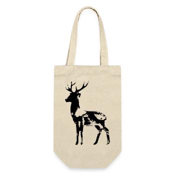 Hirsch - Geschenkbeutel für Flaschen - Natur - Vorne