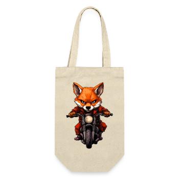 Motorrad Fuchs - Geschenkbeutel für Flaschen - Natur - Vorne