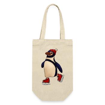 Schlittschuhpinguin - Geschenkbeutel für Flaschen - Natur - Vorne