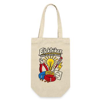 Elektriker Ohne uns wird's duster - Geschenkbeutel für Flaschen - Natur - Vorne