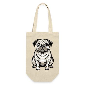 Mopshund-Sitten - Geschenkbeutel für Flaschen - Natur - Vorne