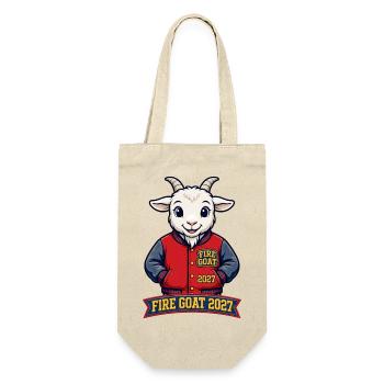 Retro Groovy Fire Goat Shirt | 70s Wavy Feuer Zieg - Geschenkbeutel für Flaschen - Natur - Vorne