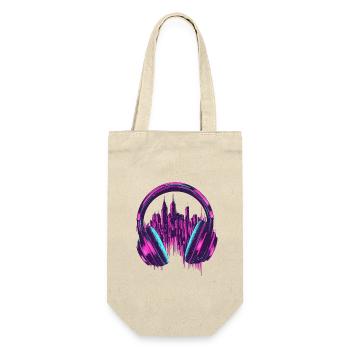 Headphones - Pink Skyline City - Gift Bag for Bottles - nature - Front