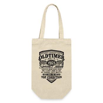 Oldtimer Baujahr 1965 Jahrgang Geburtstag Geschenk - Geschenkbeutel für Flaschen - Natur - Vorne