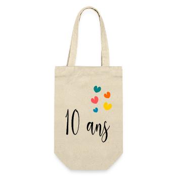 10. 10 ANS. 10e ANNIVERSAIRE. ANNIVERSAIRE 10 ANS. - Sac à bouteille - nature - Devant