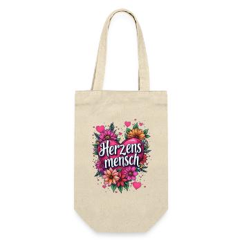 Herzensmensch, Valentinstag Geschenk Idee, - Geschenkbeutel für Flaschen - Natur - Vorne