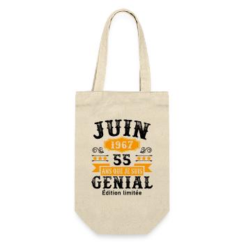 55 Ans Anniversaire Vintage Né(e) en Juin 1967 - Sac à bouteille - nature - Devant