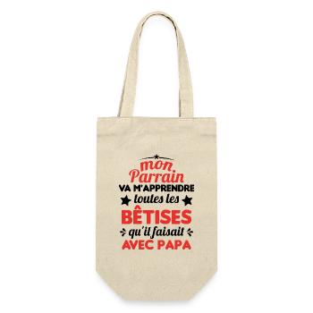 Mon Parrain Va M'apprendre Les Bêtises Humour - Sac à bouteille - nature - Devant