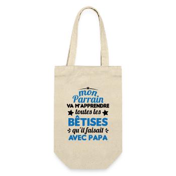 Mon Parrain Va M'apprendre Les Bêtises Humour - Sac à bouteille - nature - Devant