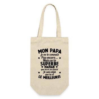 Annonce grossesse Cadeau Futur Papa Future Maman - Sac à bouteille - nature - Devant