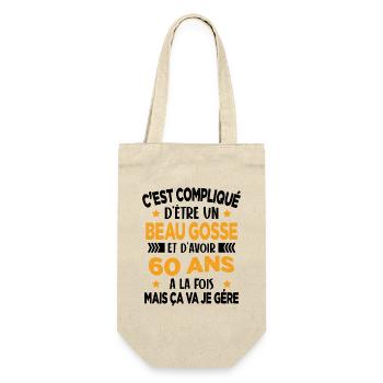 Beau gosse et d'avoir 60 ans Cadeau d'anniversaire - Sac à bouteille - nature - Devant