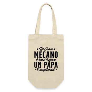 Mécano Papa Cadeau Drôle Fête Des Pères Garagiste - Sac à bouteille - nature - Devant