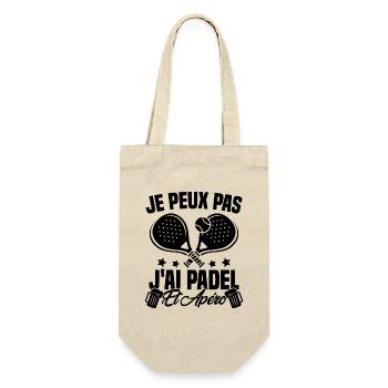 Je peux pas j'ai padel et apéro Padeliste Cadeau - Sac à bouteille - nature - Devant