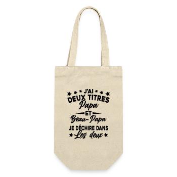 J'ai Deux Titres Papa et Beau Papa Cadeau - Sac à bouteille - nature - Devant