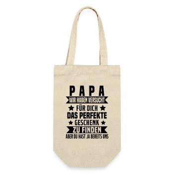 Papa Wir Versuchten, Das Beste Geschenk Zu Finden - Geschenkbeutel für Flaschen - Natur - Vorne