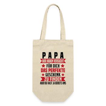 Papa Wir Versuchten, Das Beste Geschenk Zu Finden - Geschenkbeutel für Flaschen - Natur - Vorne