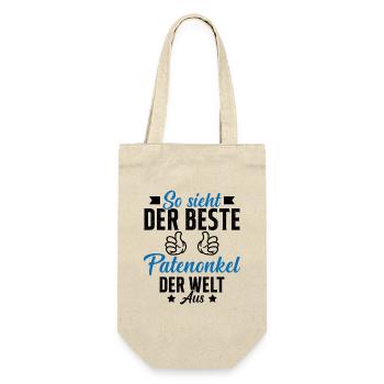 so sieht der beste patenonkel der welt aus - Geschenkbeutel für Flaschen - Natur - Vorne