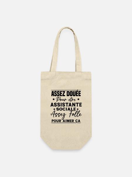 Assistante Sociale Humour Métier Idée Cadeau Femme - Sac à bouteille - nature