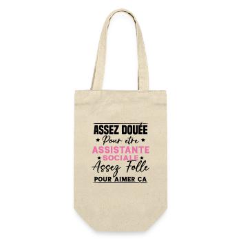 Assistante Sociale Humour Métier Idée Cadeau Femme - Sac à bouteille - nature - Devant