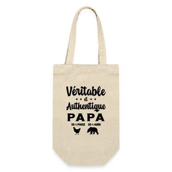 Homme Véritable et Authentique Papa Poule et Ours - Sac à bouteille - nature - Devant