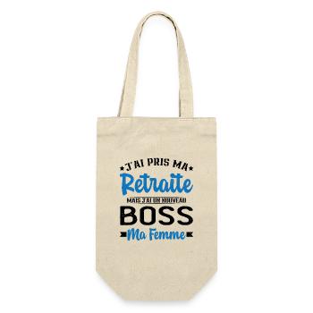 Nouveau Boss Ma Femme Humour Cadeau Retraite - Sac à bouteille - nature - Devant