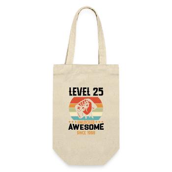 Level 25 Komplettes Geburtstagsgeschenk von 1998 - Geschenkbeutel für Flaschen - Natur - Vorne