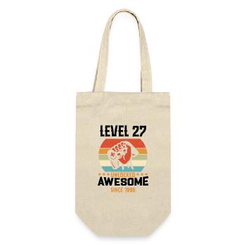 Level 27 Komplettes Geburtstagsgeschenk von 1996 - Geschenkbeutel für Flaschen - Natur - Vorne