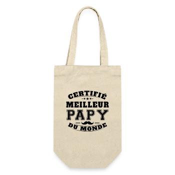 Certifié meilleur Papy du Monde Cadeau Papy - Sac à bouteille - nature - Devant