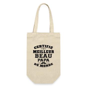 Certifié Meilleur Beau Papa du Monde Humour Cadeau - Sac à bouteille - nature - Devant