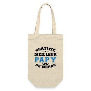 Certifié meilleur Papy du Monde Cadeau Papy - Sac à bouteille - nature - Devant