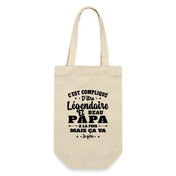 Légendaire et Beau Papa Cadeau Papa de l'année - Sac à bouteille - nature - Devant