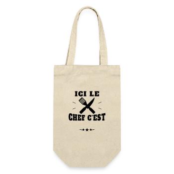 Ici Le Chef C'est Avec Nom Personnalisable - Sac à bouteille - nature - Devant