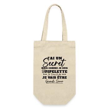 Je Vais Être Grande Soeur Pipelette Cadeau Humour - Sac à bouteille - nature - Devant