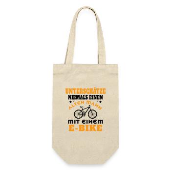 Unterschätze nie einen Alten Mann mit einem E-BIKE - Geschenkbeutel für Flaschen - Natur - Vorne