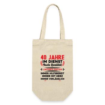 40 Jahre im Dienst 40 Jähriges Dienstjubiläum - Geschenkbeutel für Flaschen - Natur - Vorne