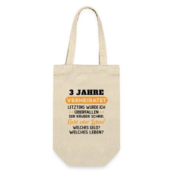 3 Jahre verheiratet zynisch 3 Hochzeitstag - Geschenkbeutel für Flaschen - Natur - Vorne